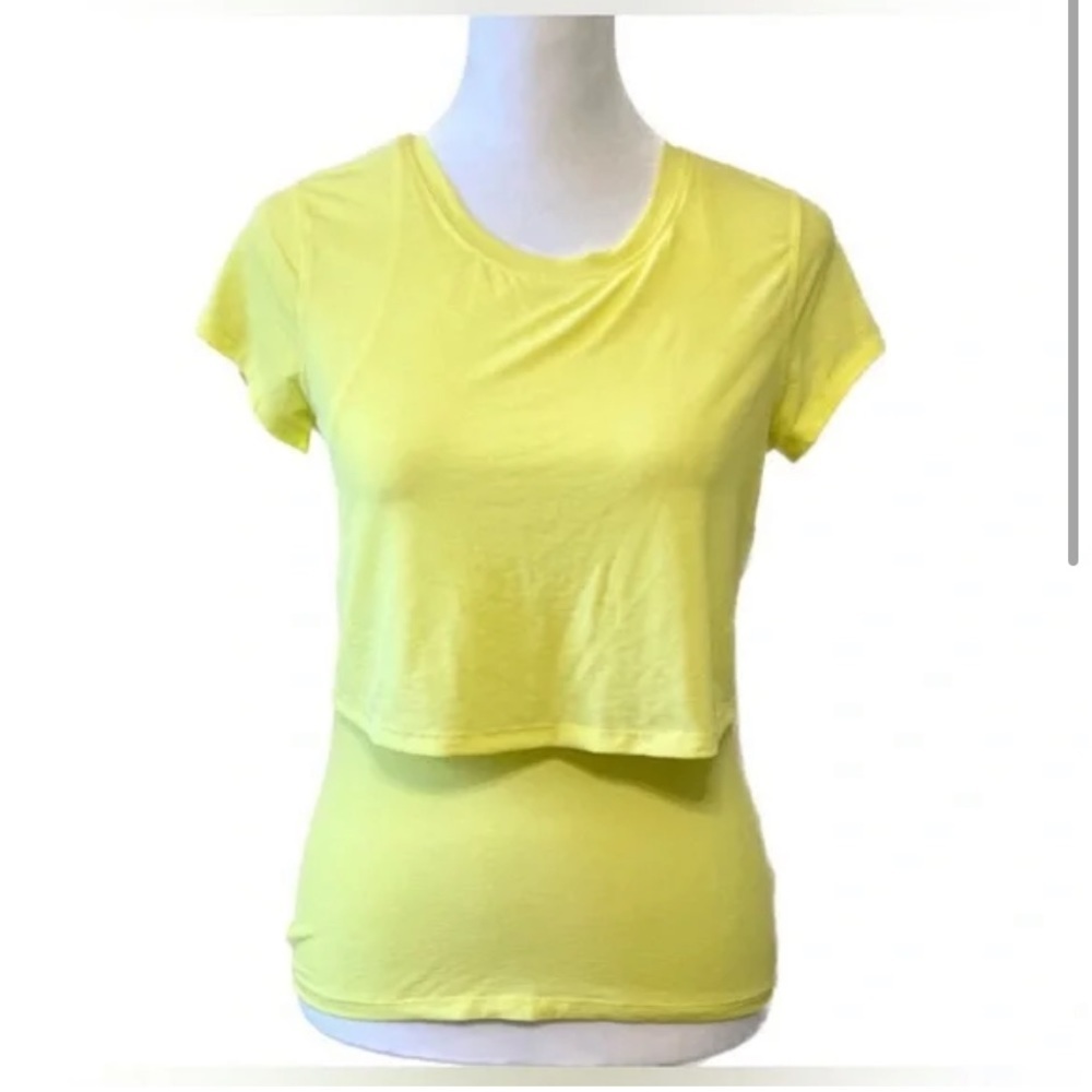 $15 sale Free People Movement Double Layer Racerback Yellow Top S 49